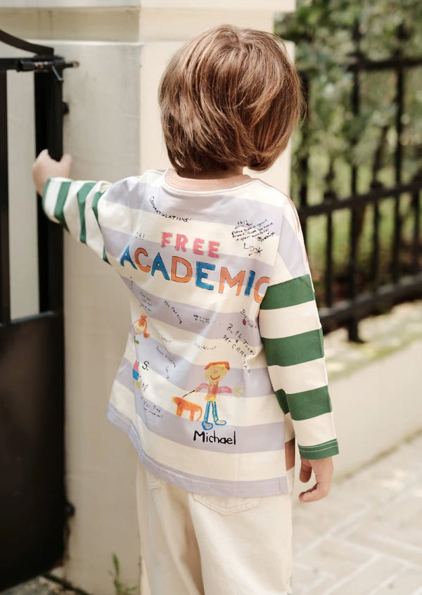 Boys Color Block Multi Stripe Long Sleeve Tee - 