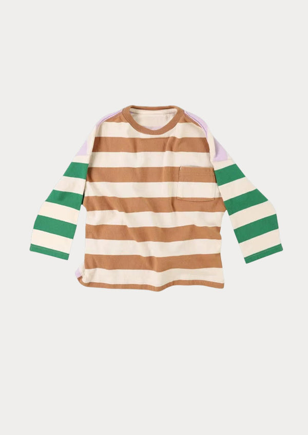 Boys Color Block Multi Stripe Long Sleeve Tee - 