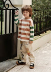 Boys Color Block Multi Stripe Long Sleeve Tee - 