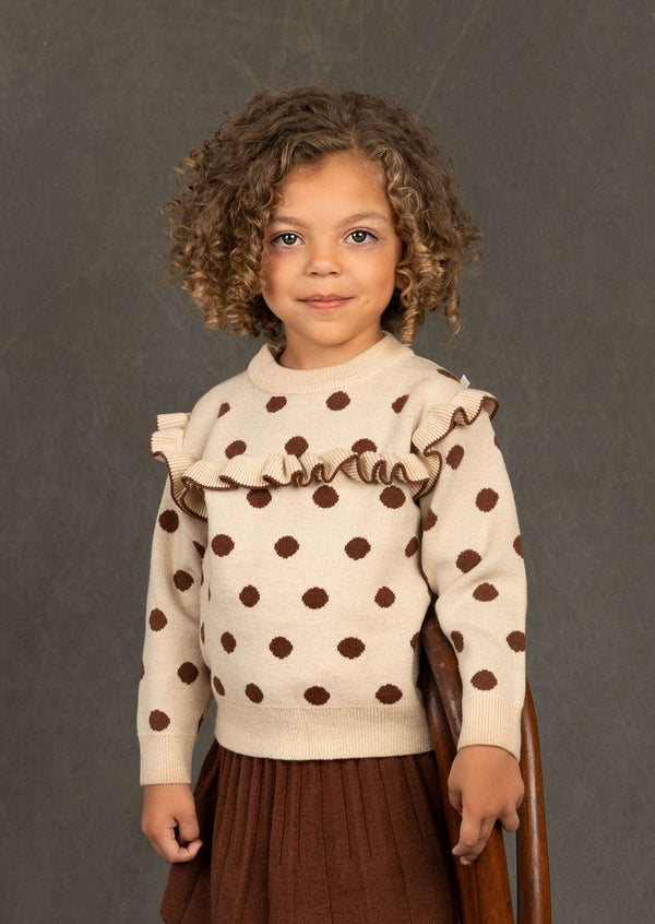 GIRLS - Emily Brown Dot Sweater and Skirt Set - Hannah Rose Vintage Boutique