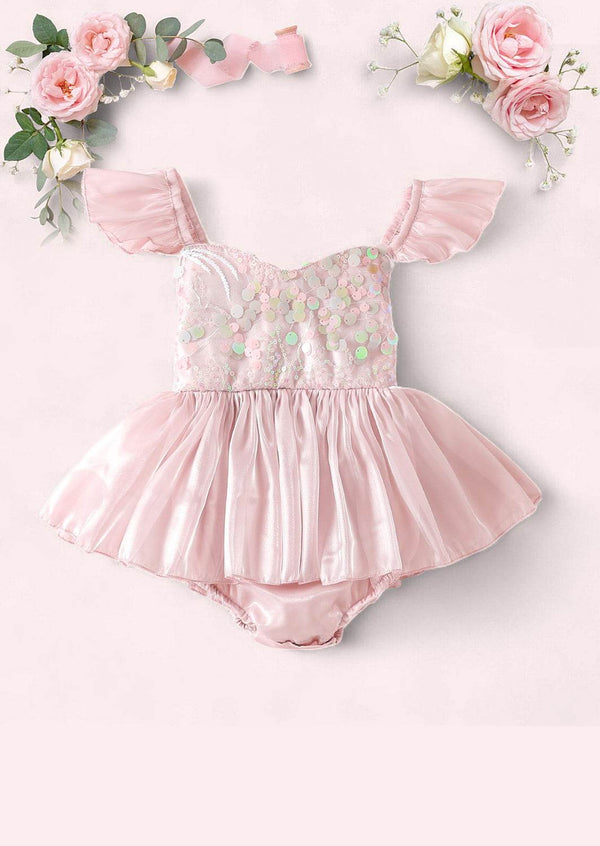 Bubblegum Sparkle Romper || Pink Sequin - 
