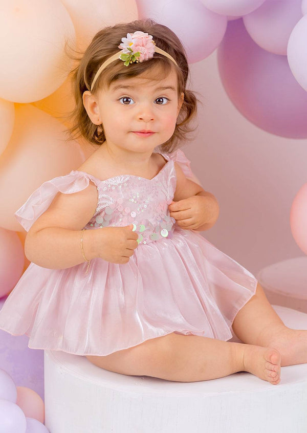 Bubblegum Sparkle Romper || Pink Sequin - 