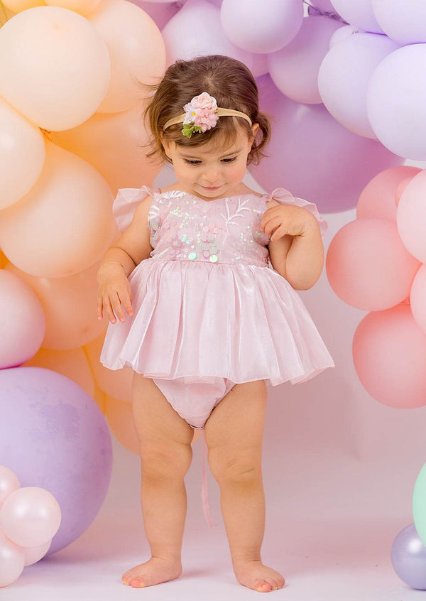 Bubblegum Sparkle Romper || Pink Sequin - 