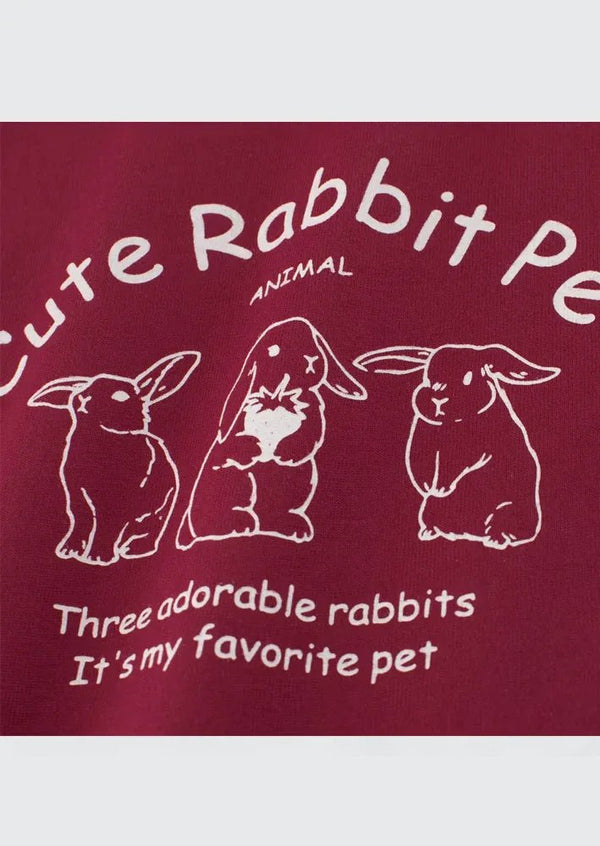 Burgundy & Stripe Long Sleeve Rabbit Tee - 