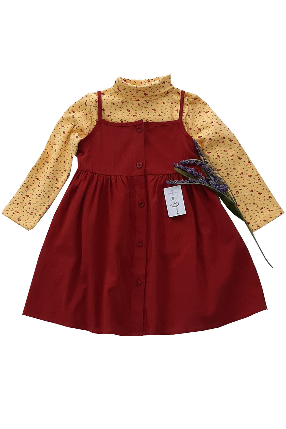 Burgundy Cami Dress and Long Sleeve Print Pullover