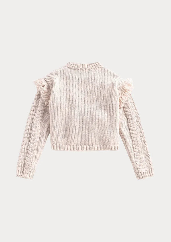 Cable Knit Long Sleeve Sweater | Beige - 