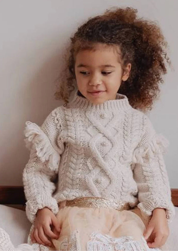 Cable Knit Long Sleeve Sweater | Beige - 