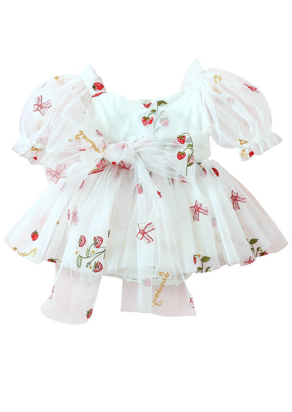 Strawberry Birthday Cake Romper  White Cake Smash Outfit Girl