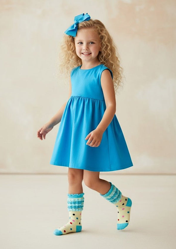 Candy Dot Socks in Bright Blue & Yellow - 