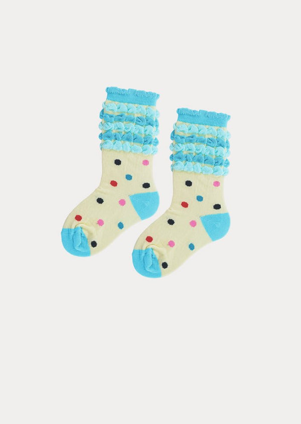 Candy Dot Socks in Bright Blue & Yellow - 