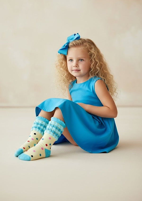 Candy Dot Socks in Bright Blue & Yellow - 