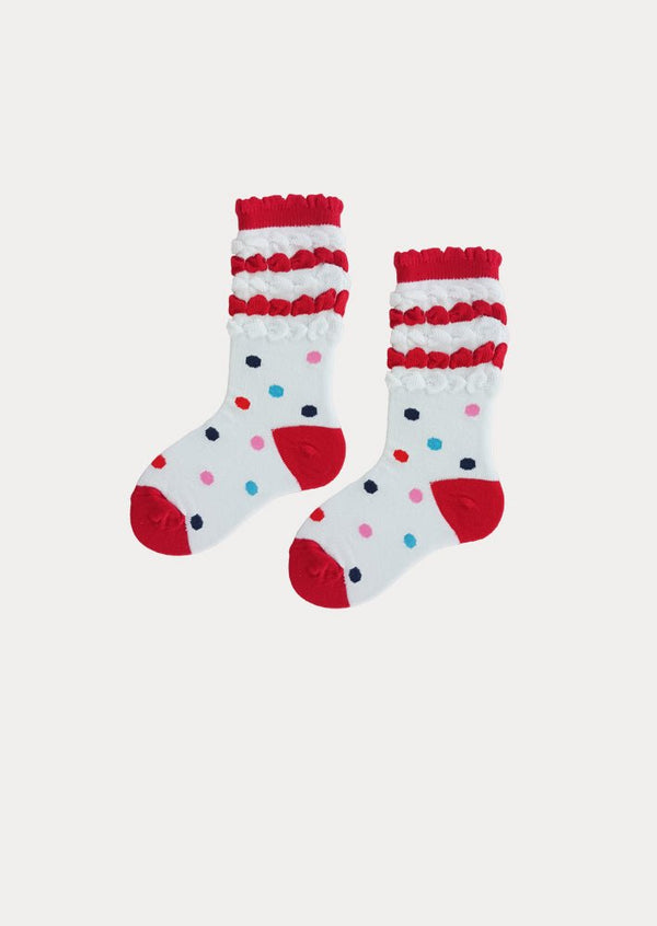 Candy Dot Socks in Red & White - 