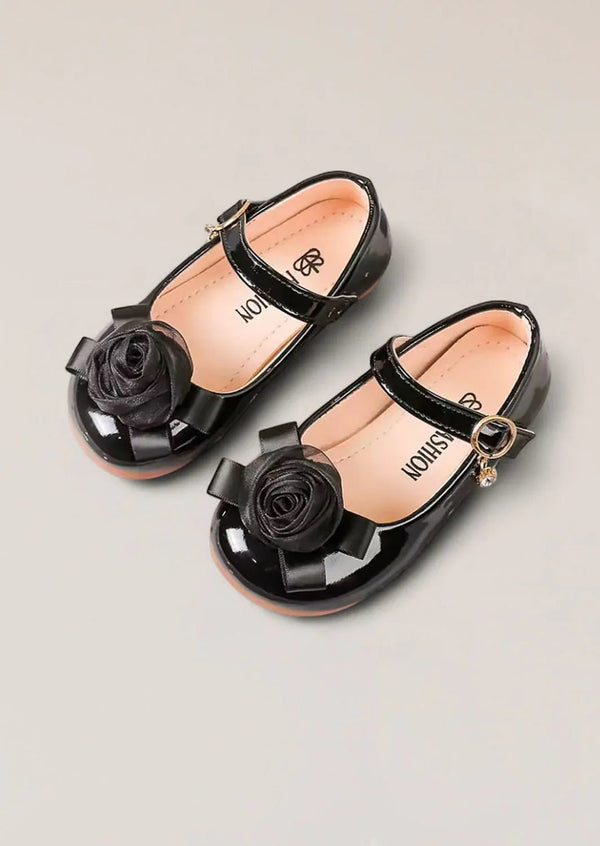 Cecily Rose Flower Girl Flats in Black - 
