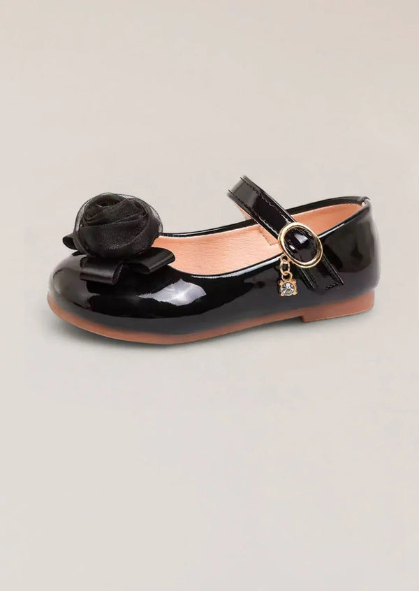 Cecily Rose Flower Girl Flats in Black - 