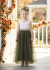 Celine Deep Olive Sleeveless Flower Girl Dress - 