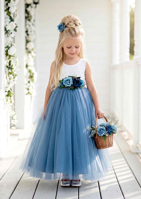 Dusty Blue Flower Girl Dresses for Weddings | Hannah Rose Vintage Dusty Blue Flower Girl Dresses for Weddings | Hannah Rose Vintage