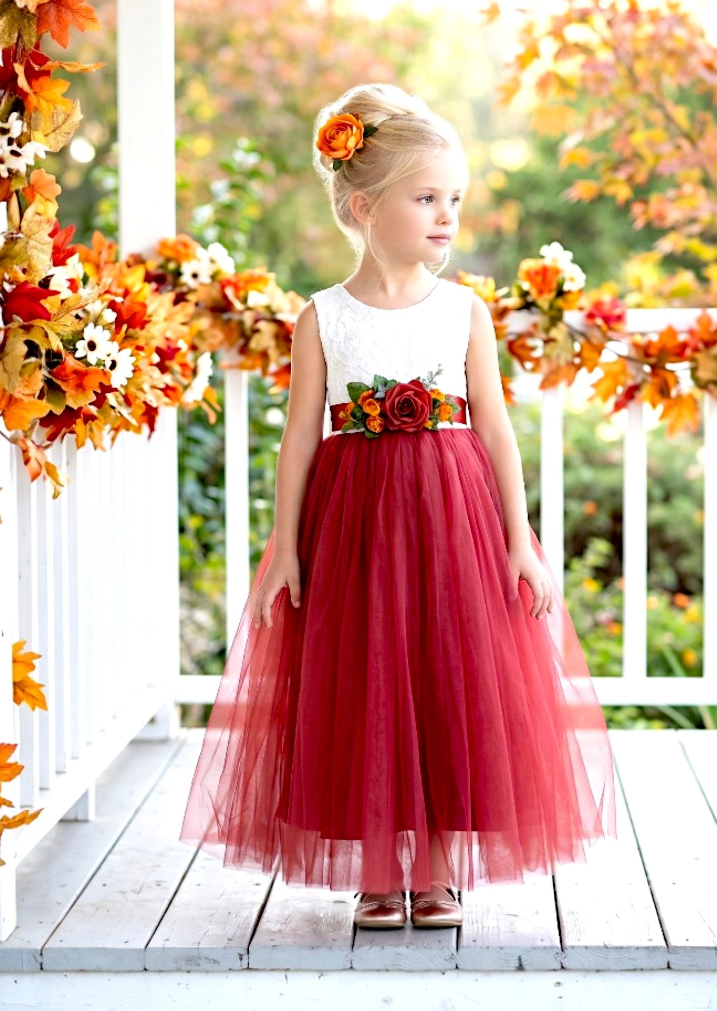 Celine Rust Sleeveless Flower Girl Dress - 