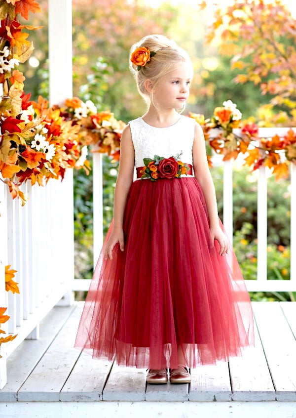 Celine Rust Sleeveless Flower Girl Dress - 