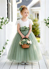 Celine Sage Flutter Sleeve Flower Girl Dress - 