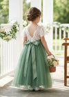 Celine Sage Flutter Sleeve Flower Girl Dress - 