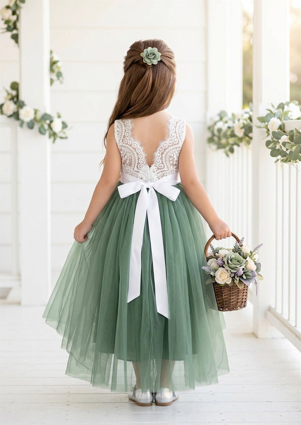 Celine Sage Sleeveless Flower Girl Dress - 