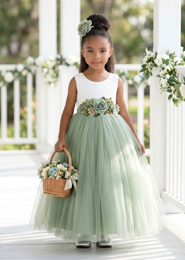 Celine Sage Sleeveless Flower Girl Dress - 