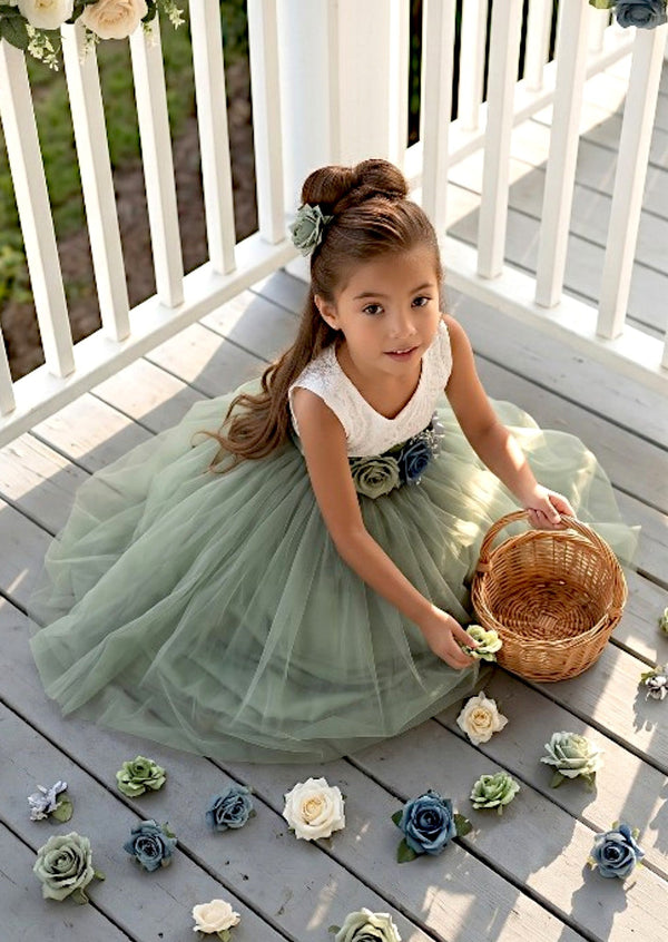 Celine Sage Sleeveless Flower Girl Dress - 