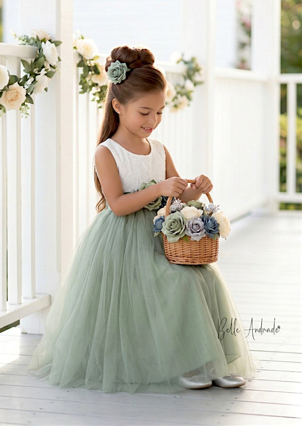 Celine Sage Sleeveless Flower Girl Dress - 