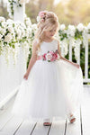 Celine White Sleeveless Flower Girl Dress - 