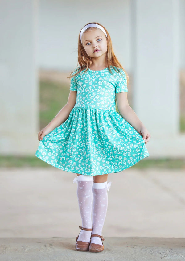Charlotte Twirl Dress Aqua - 