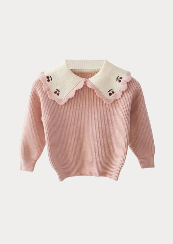 Cherry Collar Pullover | Pink - 