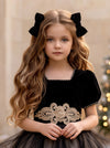 Ophelia Noir Girls Black Velvet Bows Set | Flower Girl Hair Accessories