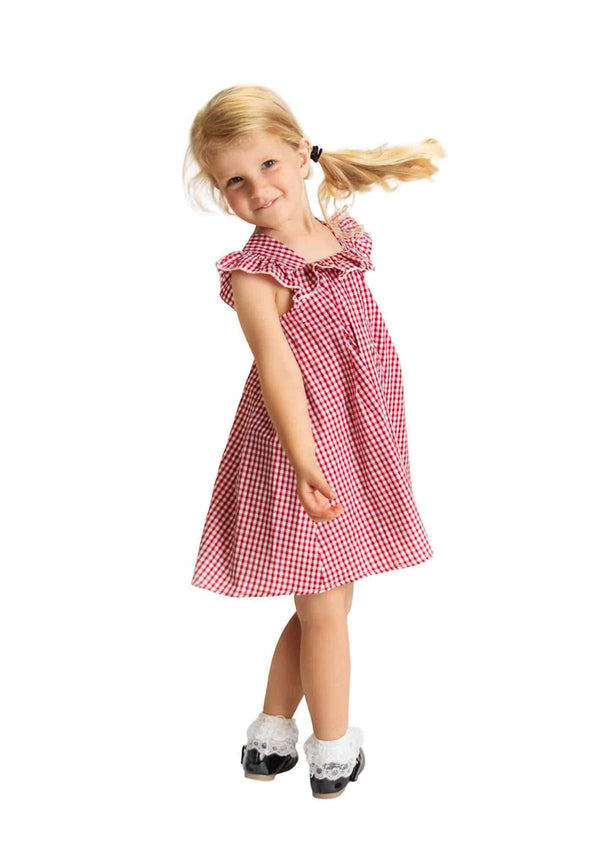 fitted lace wedding dress Check Me Out Pink Gingham Ruffle Collar Belted Maxi Dress main image 0