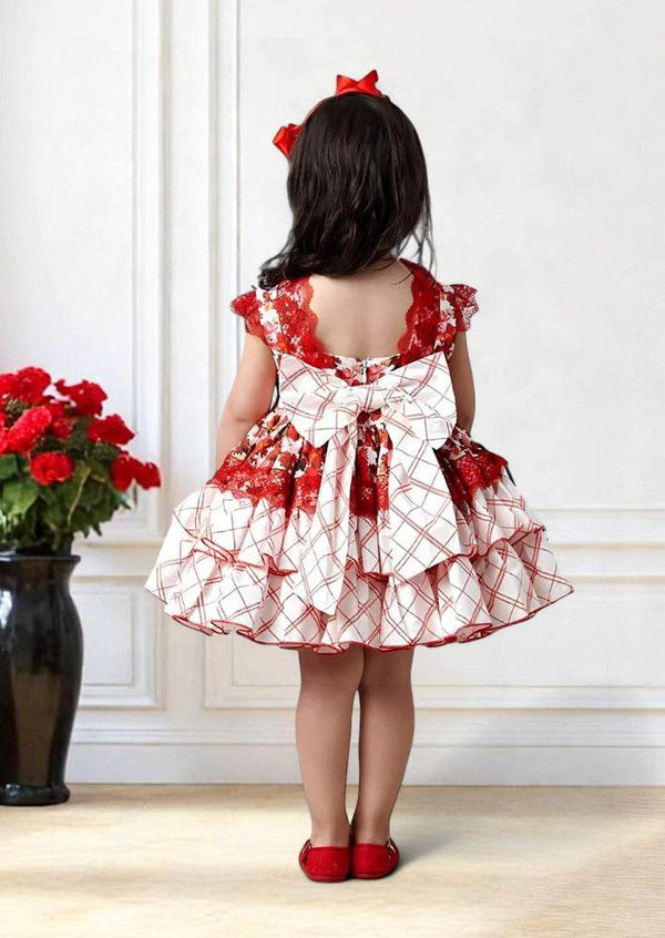 Classic Red Floral Dress - 