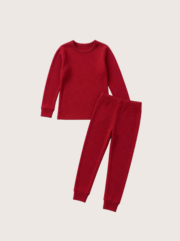 Comfy Cotton Girls Pajama Set in Deep Red