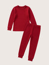 Comfy Cotton Girls Pajama Set in deep red