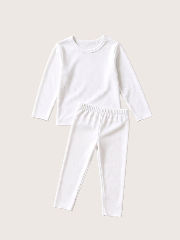 Comfy Cotton Girls Pajama Set in White
