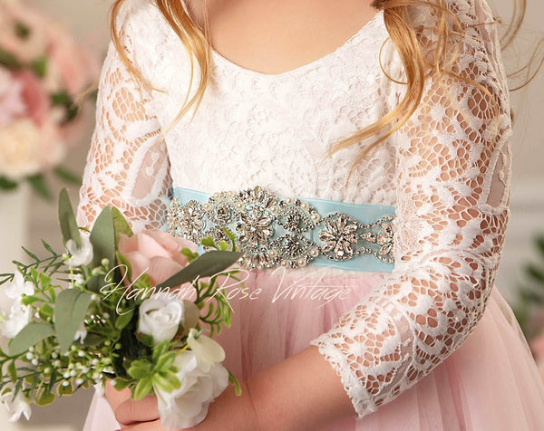 Custom Jewel Bridal Sash and Butterfly Petal Wreath - 