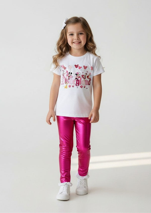 Disneyland Tee & Hot Pink Lame' Leggings