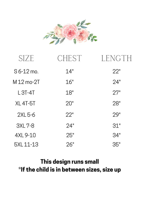 Boho Flower Girl Dress Measuring Chart