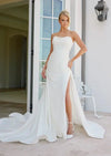 Minimalist Stretch Satin White Wedding Gown with Sweetheart Neckline