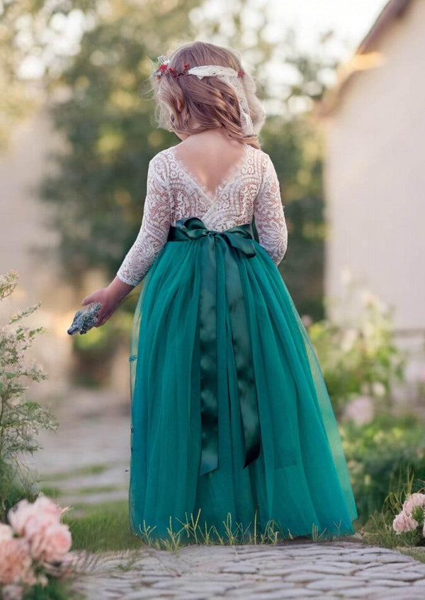 Emerald Green Gown with Sleeves - 