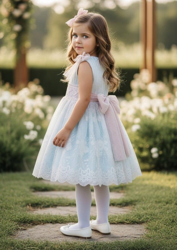 Emily Blue Knee - Length Flower Girl Dress - 