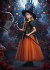 Enchanted Harvest Witch Gown – Orange, Green & Black - 