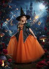 Enchanted Harvest Witch Gown – Orange, Green & Black - 