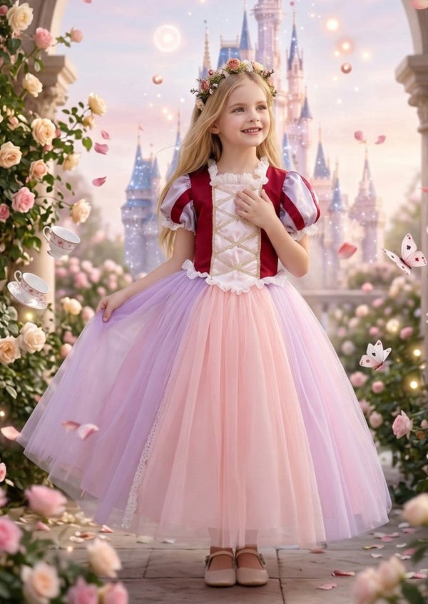 Enchanted Rose Garden Princess Gown – Pink, Lavender & Gold - 