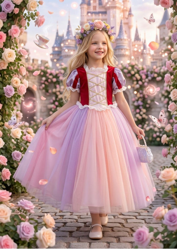 Enchanted Rose Garden Princess Gown – Pink, Lavender & Gold - 