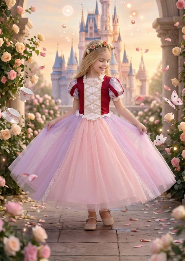 Enchanted Rose Garden Princess Gown – Pink, Lavender & Gold - 