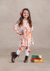 Fall Floral Twirl Dress Gold Brown - 