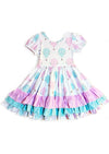 baby girl pink and mint birthday dress